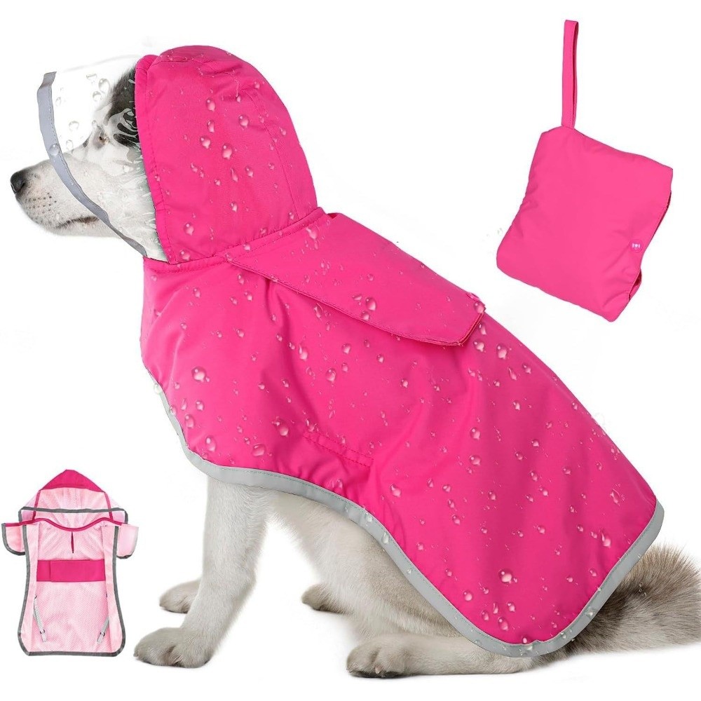 Outdoor Adventure Gear - Waterproof Dog Hooded Raincoat Reflective Strip