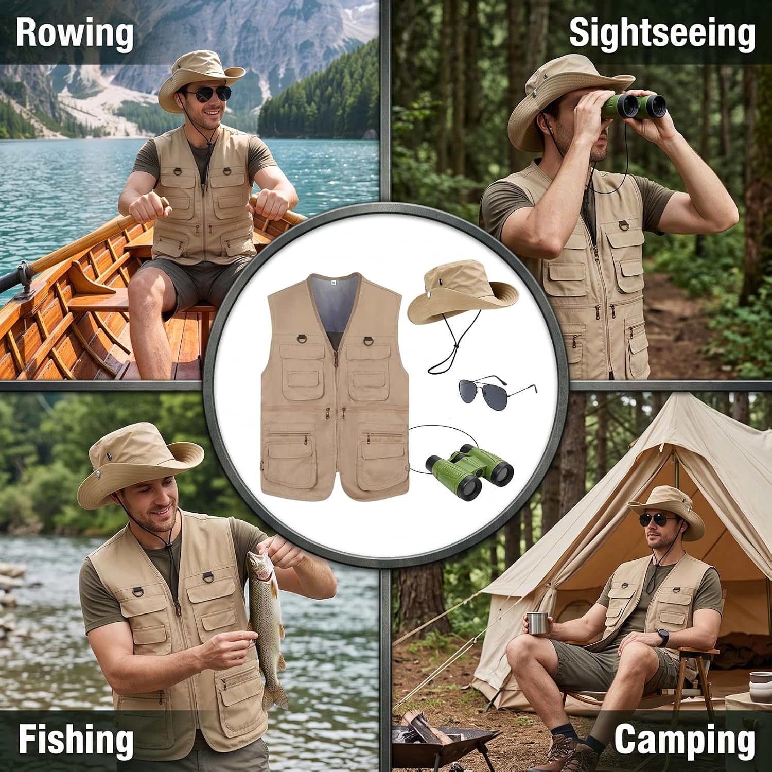 4 Pcs Men Safari Costume Set O - đánh giá và giá Zoo Outdoor Adventure Set